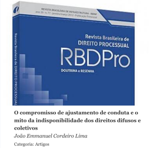 Partner Joao Emmanuel Cordeiro Lima signs an article in the current edition of the Brazilian Journal of Procedural Law - RBDPro