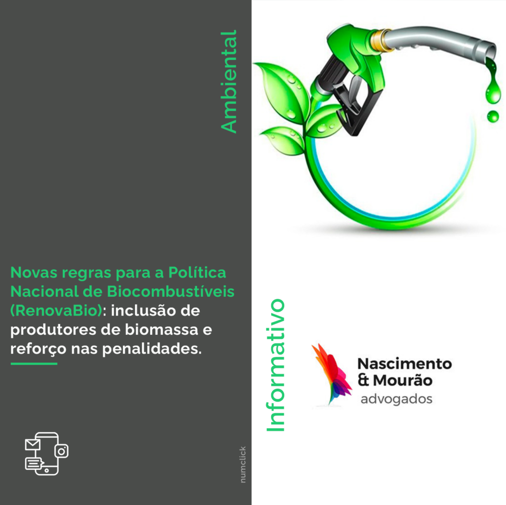 Novas regras para a Política Nacional de Biocombustíveis (RenovaBio): inclusão de produtores de biomassa e reforço nas penalidades. 